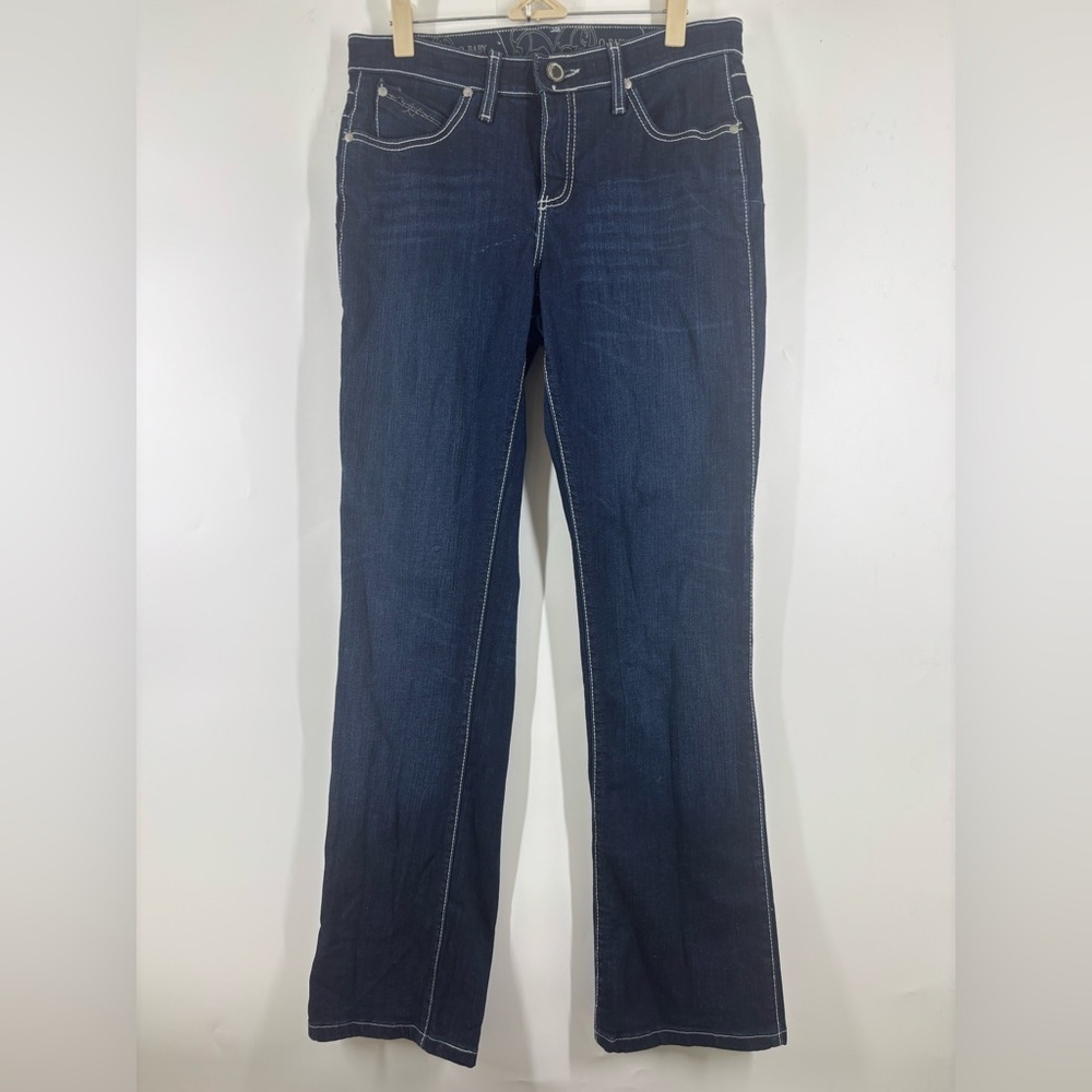 Wrangler No-Gap Bootcut Flare Jeans Contrast Stitching Jeans Dark Blue‎ 28 32